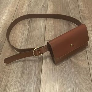 Brown Cow Leather Belt Bag detachable pouch